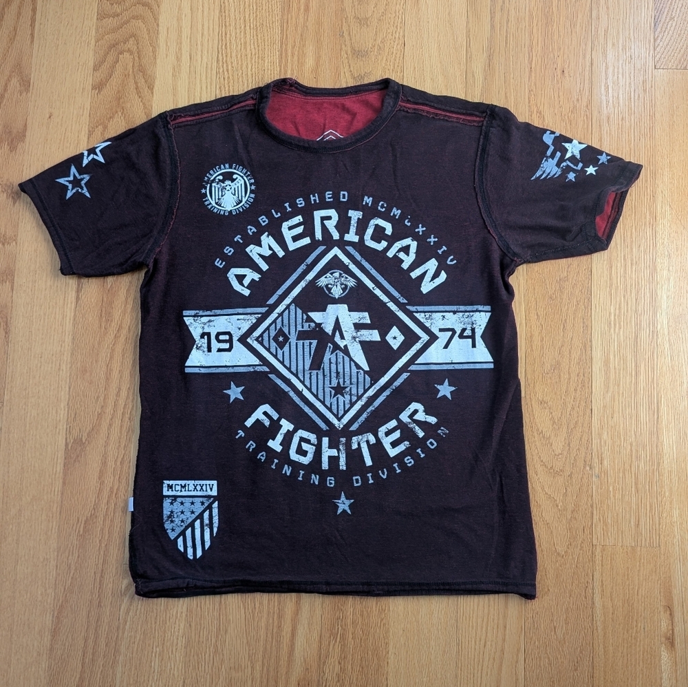 American Fighter Reversible T-shirt Black/Red Size Small